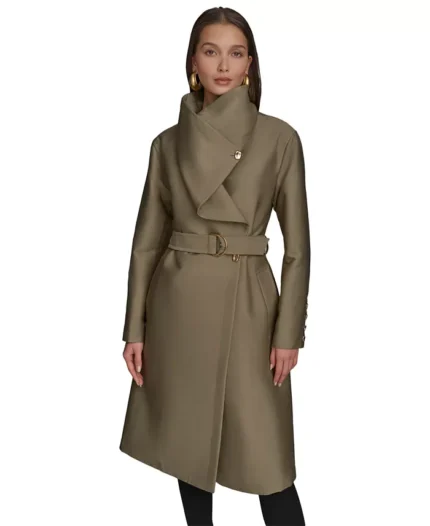 Women's Draped-Neck Trench Coat